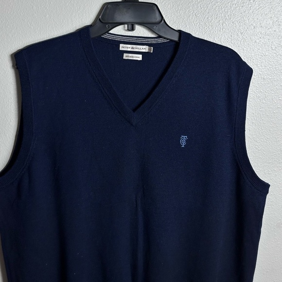 Peter Millar Merino Wool Navy Sweater Vest Men’s Size Large - Picture 2 of 6